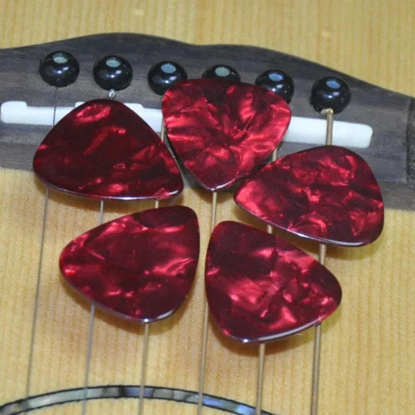Lots of 100pcs Red Pearl Heavy 1.5mm Celluloid Guitar Picks Standard Plectra