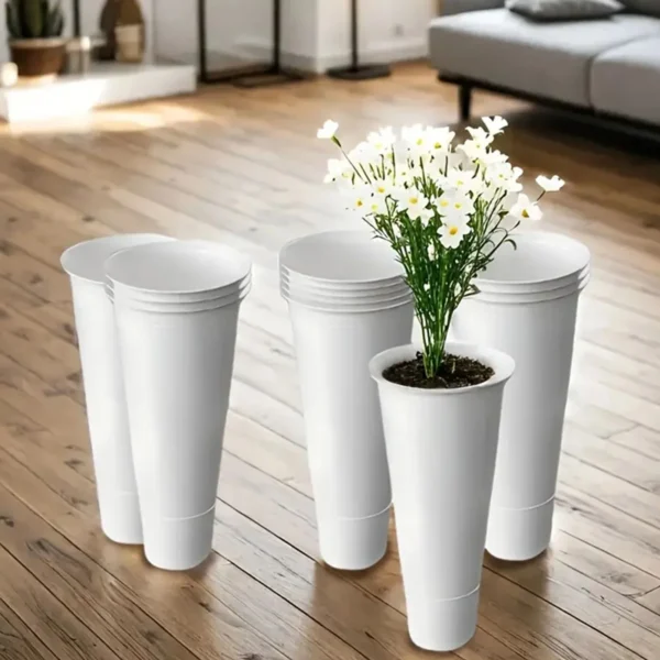 12 PCS Flower Display Stand Buckets Large Capacity Plastic Plant Stand Tapered Buckets Plant Planter for Balcony Garden