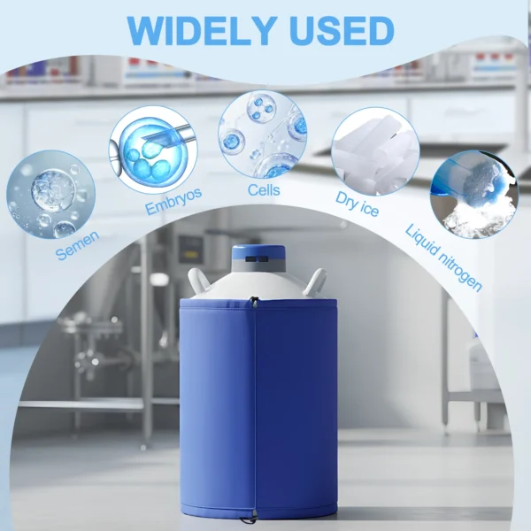20L LN2 Liquid Nitrogen Dewar with 3 Canisters & Carry Bag Liquid Storage Dewar Vessel for Beauty Industry Semen Preservation