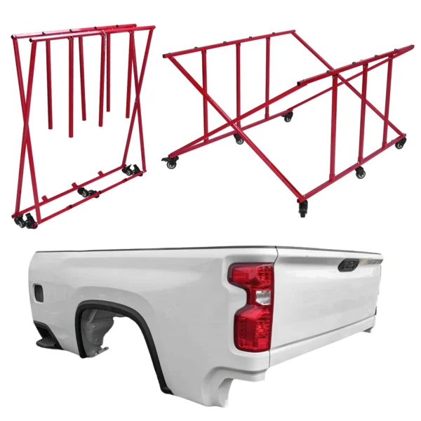 Foldable Truck Bed Dolly Lifter W/6 Wheels Removable Auto Transporter Rack 800lbs Weight Capacity for Car Storage & Workshop