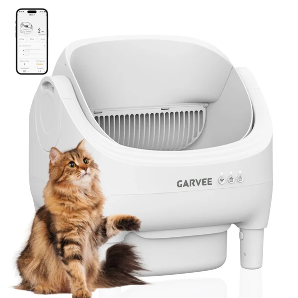 Self Cleaning Automatic Cat Litter Box, APP Control,Odor-Free,Open-Top w/Large Waste Bin for Multiple Cats Includes Trash Bags