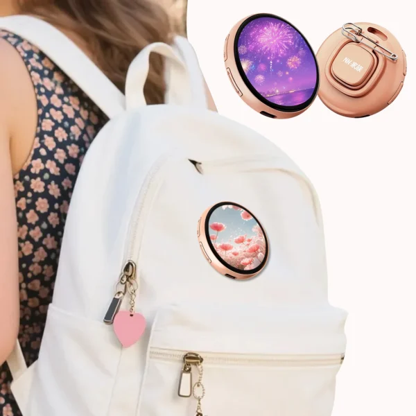 Smart Digital Display Badge with LED Pixel Screen E-Badge Anime Pins for Backpacks Digital Photo Name Tag for Anime Fans